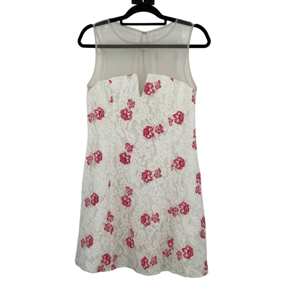 BB Dakota RSVP White Lace Flavia Embroidered Floral Keyhole Mesh Mini Dress READ